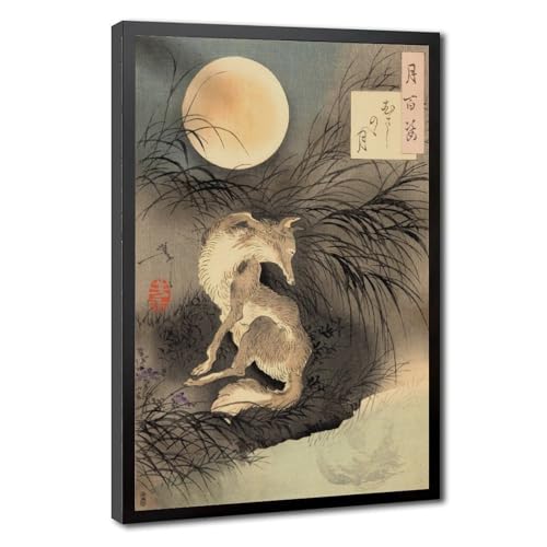 Impression sur toile Tsukioka Yoshitoshi de 40,6 x 61 cm pleine lune renard
