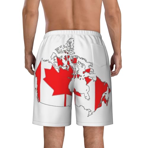 Canadian Flag Map Print Mens Swim Trunks Swim Shorts Swimsuits with Pockets Beach Shorts for Men Quick Dry4