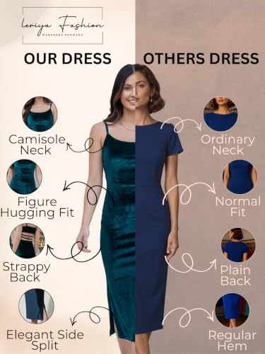Image of Leriya Fashion Velvet Western Dress for Women | Blue Stylish Square Neck One Piece Dress for Women Short & Long | Casual Summer Bodycon Dresses for Beach & Stylish Party Outifits