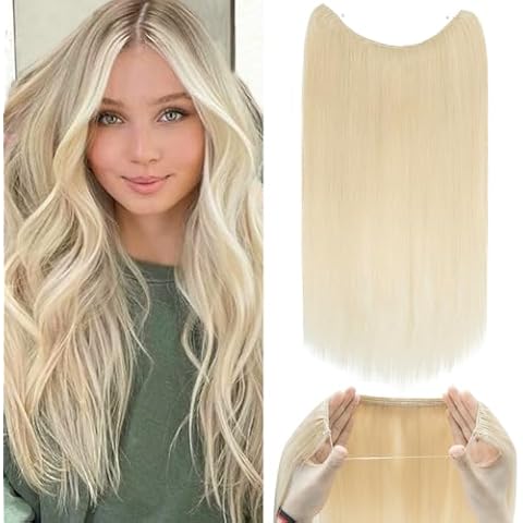 Silk-co 16inch Wire In Hair Extensions #60 Platinum Blonde Cover