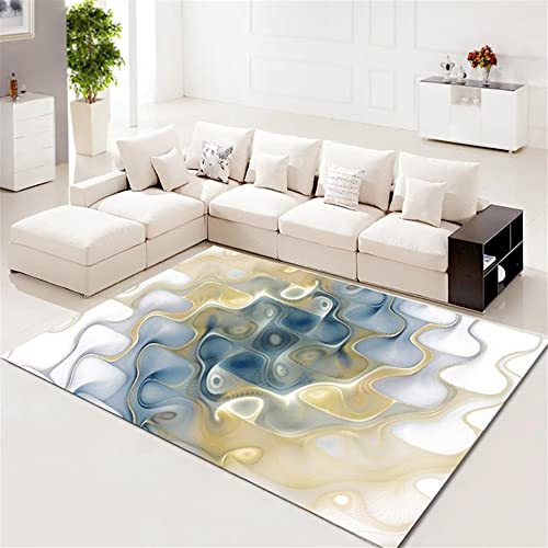 Alfombras De Pasillo Alfombra Habitación Azul Abstracto Patrón De Agua Geométrica Alfombra Dormitorio Duradero Alfombra Dormitorios 60X90Cm Alfombras Para Dormitorio Azul 1Ft 11.6''X2Ft 11.4'' Cover