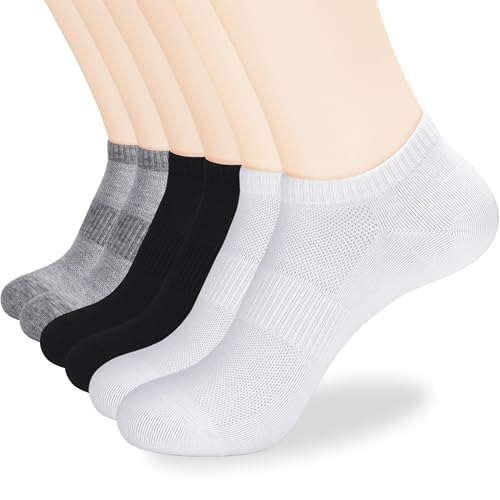 Image of Corlap Women's Ankle Cotton Socks - No Show Low Cut Athletic Running Soft Thin White Socks 6 Pairs