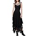 Produktbild iCerber® Elegant Kleid aus Spitzen Damen Ärmellos Unregelmässig Cocktailkleider Party Ballkleid,Schickes sexy durchbrochenes Kleid, Bankettkleid,Temperament weibliches Partykleid(XL,Schwarz)