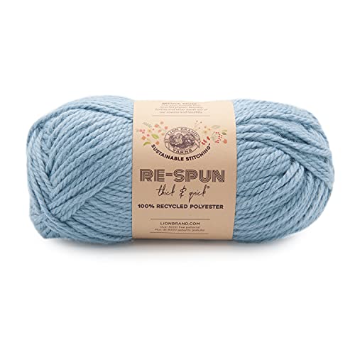 Image of Lion Brand Yarn, Re-Spun Thick & Quick Super Bulky Yarn for Knitting, Crochet, and Crafts, Faded Denim, 1 Pack, Soft Fiber for Chunky Blankets, Bulky Throws, and Cozy Sweaters