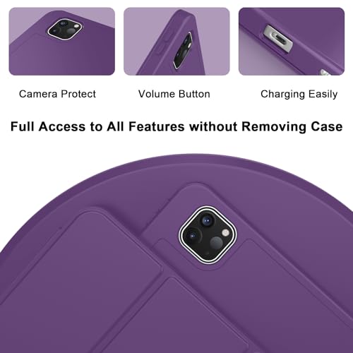 Image of ZryXal New iPad Pro 13 Inch Case (M5) 2025 / (M4) 2024 with Pencil Holder, Smart iPad Case [Support Pencil Pro and Pencil (USB-C)], Support Touch ID and Auto Wake /Sleep (New Dark Purple)