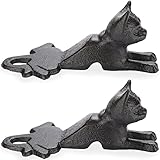 Sumnacon 2Pcs Cast Iron Cute Cat Door Stops - Heavy Duty Rustic Door Stoppers Avoid Drilling Hole, Vintage Iron Doorstop Wedges on Floor Surface for Home Office Commercial Industrial