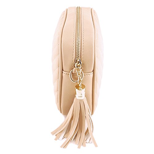 Image of Simple Shoulder Crossbody Bag With Metal Chain Strap And Tassel Top Zipper