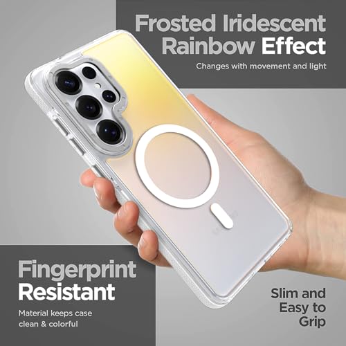 Image of Magnetic Case for Samsung Galaxy S26 Ultra [Compatible with Magsafe] [Cute Fashion Fluorescent Design] [1 Screen Protector] Slim Translucent Matte Case for Galaxy S26 Ultra 6.9 inch, White
