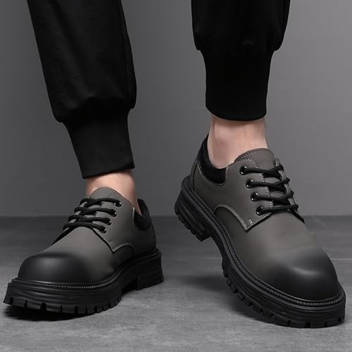 Men's Leather Lace Up Platform Oxfords Classic Round Toe Business Work Dress Shoes Non-Slip Soft Bottom Office Formal Shoes4