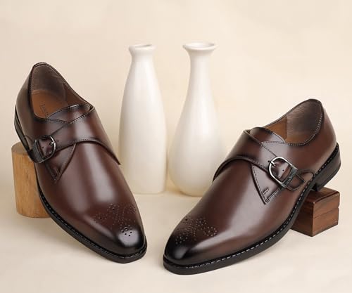 Image of LOUIS STITCH Formal Shoe for Men | Single Monk Strap | Handmade Patina Finish | Comfortable for Business Casual, Every Day, Parties (LSSXSM)