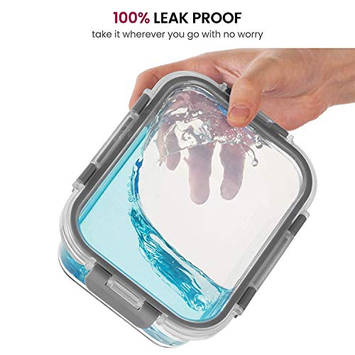 Image of Borosilicate Rectangle Glass Food Storage Container With Air Tight Lids - (Set of 3-370 ml, 640 ml, 1040 ml)
