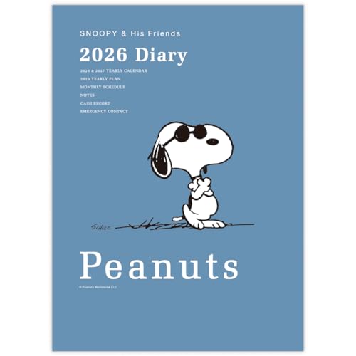ホールマーク スヌーピー 手帳 2026年 A5 マンスリー ジョークール スモーキーブルー 845698 (2025年 10月始まり)