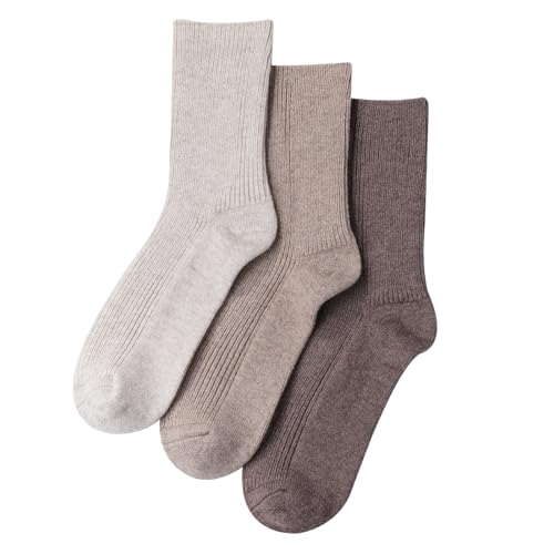 MELUSA Wool Cashmere Socks for Women, 3 Pairs Super Soft Warm Cozy Winter Gift Crew Socks