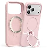 Picture of Peerock Liquid Silicone for iPhone 17 Pro Case, Fit for MagSafe, 360 Spin Stand, Soft Liquid Silicone Cozy Grip, Camera Control, Protective Case for iPhone 17 Pro for Women Girl, Pink