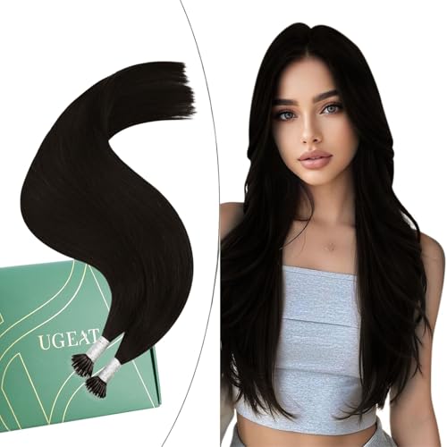 Extension cheveux humains brun foncé Ugeat Nano Tip pour volume naturel de 40cm et 50g