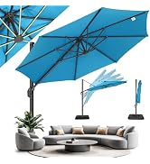 Hoteel 10ft Patio Umbrella Heavy Duty Aluminum Windproof & Shade Provision Outdoor Cantilever Double Top Offset Large Umbrella Height Adjustable with 360°Rotation for Patio Pool Deck Gazebo, Beige : Patio