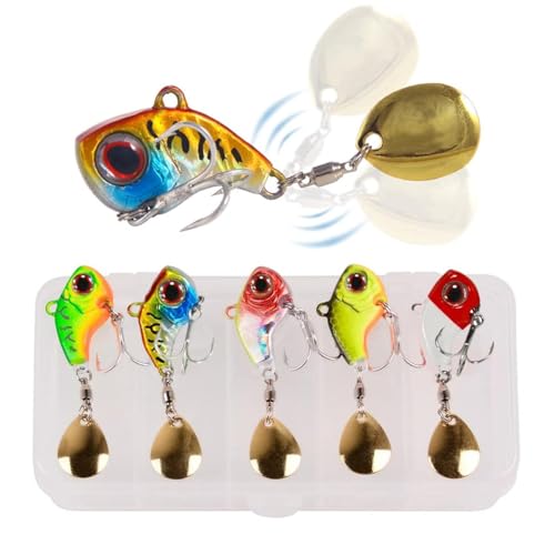 FANGBLUE Metal Fishing Spoons 3/8oz Long Cast Bait Fishing Jigs Set Hard Swimbait Spinner Blade Lures for Bass Trout Pike Freshwater & Saltwater