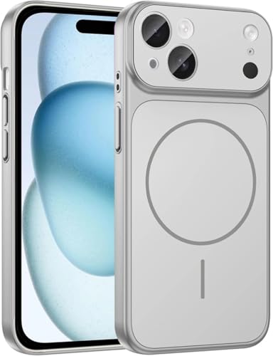 Image of for iPhone |Convert to 17 pro /17 Pro Max Style Premium Back Glass Converter Cover Magnetic Case (Silver, for iPhone 14)