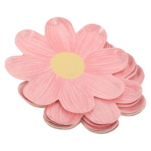 TOPPERFUN Platos de Papel Desechables con Diseño de Flor Color Rosa Claro Paquete de 10 Unidades Ideales para Fiestas de Cumpleaños Picnic y Decoración Infantil Platos para Postres de