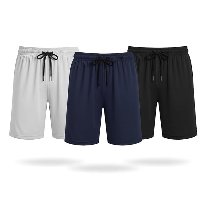 Men Solid Sports Short | Polyester Lycra Stretch Gym Wear with Drawstring-image-5