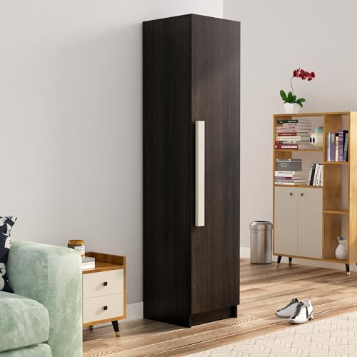Image of Bniture Wooden Almirah for Clothes, Door for Bedroom, 1 Door Wardrobe Huge Storage Space (42D x 43W x 183H CM) | 3 Year Warranty (Flower Wenge) (Flower Wenge)