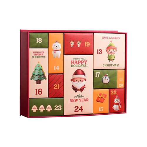 Vacía Calendario de Adviento de Navidad - 12 Días de Cuenta Regresiva para Llenar | Contenedor de Regalo Vacío para Reunión Familiar Vacaciones de Navidad