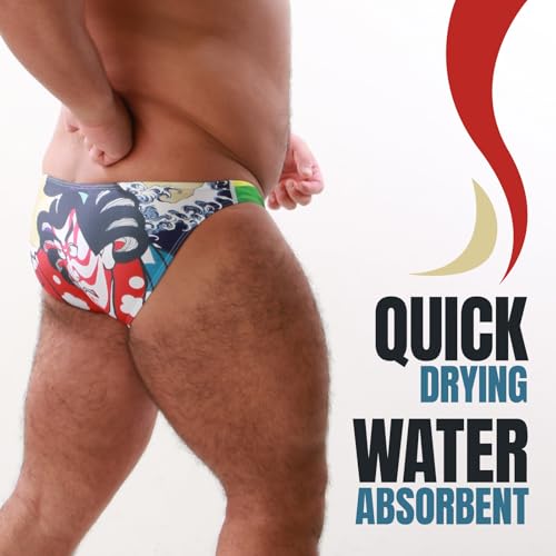 PROPAGANDA Premium Japanese Swimwear Quick-Drying, Stretchy Fabri Kabuki & Sumo Patterns Men's Exotic Bikini Brief4