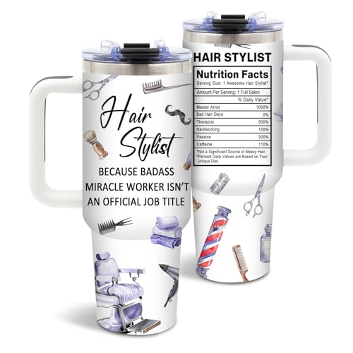 DUUV Hair Stylist Insulated Tumbler 40oz, Hairdresser Cup Gifts for Women Man, Hair Stylist Tumbler Leakproof, Hairdresser Water Bottle, Thanksgiving Ideal Gifts for Hairstylist Beautician, 1 Pack by DUUV - Used condition - US$23.74