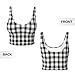 Women Girls Yoga Bras U-Shaped Back Comfortable Sweat Vest with Pads Elastic Sportswear for Gym Fitness, Grey Scottish Tartan Plaid Grid Art