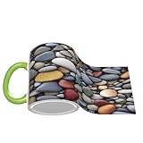 DZBDWZXH Green Handle Ceramic Coffee Mugs 11oz, (Pebble Stone) Print Restaurant Coffee Mug for Coffee,Cappuccino,Tea,Cocoa,Cereal - Image 4
