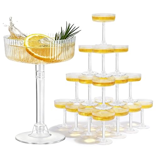 ATDRU 20 Pack Plastic Martini Glasses — 6oz Disposable