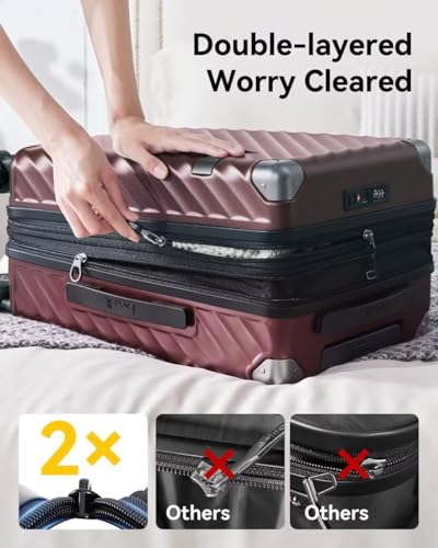 LUGGEX Luggage with Spinner Wheels, Polycarbonate Expandable Hard Shell Suitcase, Carry On 20 Inch, Orange