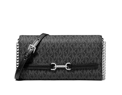 Michael Kors Carson - Borsa a tracolla convertibile con logo grande, in PVC, colore: Nero