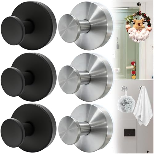 AQXYTK 6 Pack Suction Cup Hooks, Stainless Steel Shower Hooks for Inside Shower, Removable Towel...