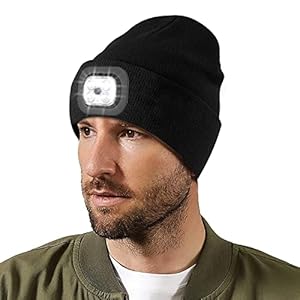 Elegant Choise LED Beanie Hat with Light,Unisex USB Rechargeable Hands Free Upgraded 8 LED Headlamp Cap,Winter Knitted…