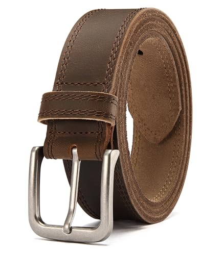 CHAOREN Cinturones Hombre Cuero, Cinturón Hombre Negro Marron Genuino 38mm Elaborado en Búfalo Cuero, Perfecto para Looks Casuales Jeans
