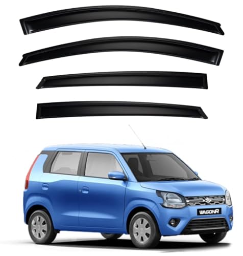 Image of Premium Smoke Car Door Visor Front+Rear Sun /Rain Guard Outside Mount Tape-On Window Visors Compatible with Suzuki Wagon R (2025-2026)
