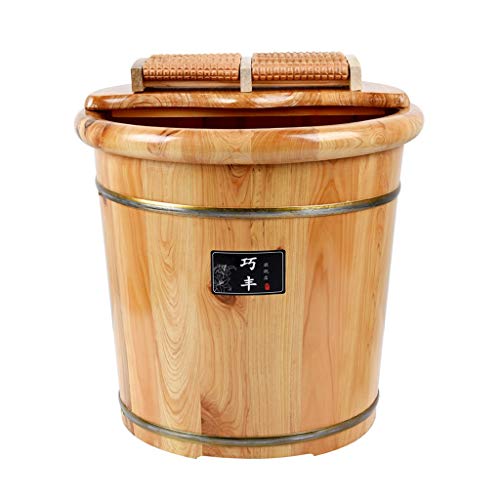 Baño de pies de madera con tapa y masaje