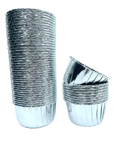 Pixie Pop Party Cupcake Cups 50Pcs/Pack 3.5 Oz Each, Disposable Foil Muffin Liners Baking Mold Cup Liners Silver #TOP2