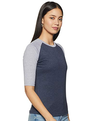 Image of PINACOLADA Women Round Neck Quarter Sleeve T-Shirt-Blue