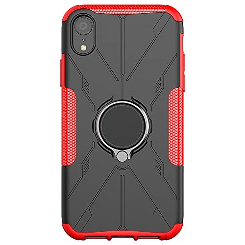 MobirushMecha) iPhone XR Hybrid Shockproof Bumper Defender, Polycarbonate Ring Case Back Cover for iPhone XR - Red