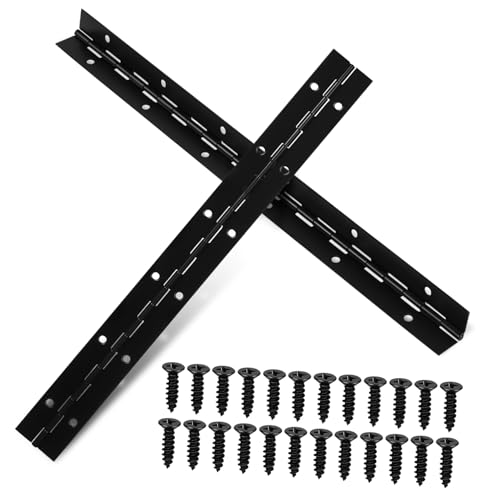 IWOWHERO 2 Pcs Black Hinge Continuous Piano Hinge Heavy Duty Metal for Cabinet Doors