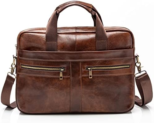 Genuine Leather Briefcase for Men with Padded Protection for 14 inch Laptop 1 Genuine Leather Briefcase for Men with Padded Protection for 14 inch Laptop