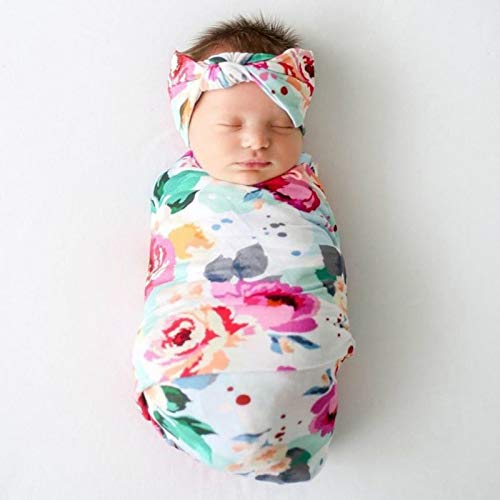 "PALLE" Newborn Floral Print swaddling Blanket Baby Stretch Wrap Swaddle Blankets