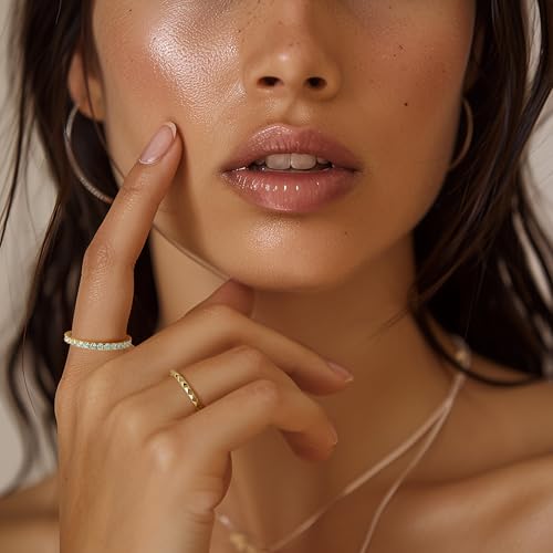 2.2mm Full Eternity Wedding Band for Women Cubic Zirconia Diamond Stackable Rings Symbol of Eternal Love 14K Gold Dainty Rings Gifts for Women 5-92