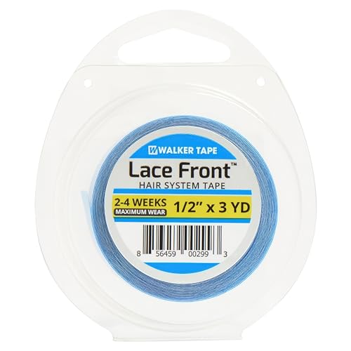 Image of Walker Tape Blue Lace Front Support Tape Roll 1 /2 inch x 3 Yards, Double Sided Wig Tape for Lace Wigs, Toupees, and Tape in Hair Extensions Human Hair, Strong No-Shine Hairpiece Tape, 2 Pack