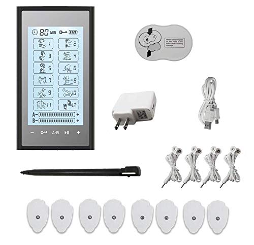 12 Modes HealthmateForever Best Muscle Stimulator tens EMS nmes Unit Machines Electric Electronic Pulse Massagers for Lower Back Sciatica Hip Pain T12AB2 (Black in Silver) - Thumbnail 2