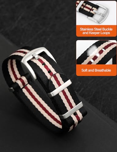 watchdives Nylon Watch Band 20mm 22mm Multicolor Replacement Watch Straps for Men Women