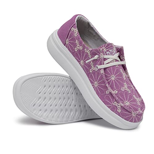HEYDUDE Women's Wendy Rise Eyelet Violet Size 9 | Women's Shoes | Women's Slip On Shoes | Comfortable & Light-Weight