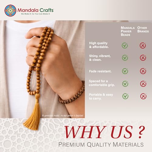 Image of Mandala Crafts Tasbih Muslim Prayer Beads 99 for Men & Women - Islamic Rosary Misbaha Tasbeeh Sibha - Zikr Dhikr Subha Beads for Ramadan Eid Gift